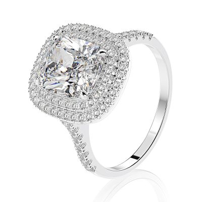Cushion Cut Halo Engagement Ring Set