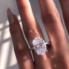 Refined Oval Cut Halo Ring Set