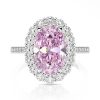Sparkling Pink Oval Cut Halo Ring