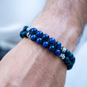 2 Rows Natural Healing Stone & Copper Beads Braided Bracelet