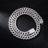 Made to Order Moissanite 15mm Baguette Cut Prong Cuban Chain in S925 Silver