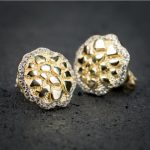Men's Halo Nugget Stud Earrings in Gold