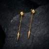 Iced Pointed Cone with Gold Ball Drop Earrings