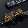 Iced Double Orange Panther Cuban Bracelet in 18K Black Gold