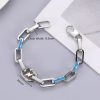 Lightning & Cloud Rectangle Linked Stainless Steel Bracelet