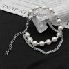 Pearl Stainless Steel Cuban Chain Layer Bracelet