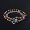 Natual Healing Stone Franco Chain Skull Layer Bracelet