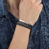 Men's Engraved Leather Stranded Bracelet