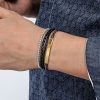 Layered Wrap Printed Leather Men's Engraved ID Bracelet