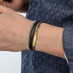 Layered Wrap Printed Leather Men's Engraved ID Bracelet