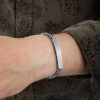 Engraved Bar Square Box Chain ID Bracelet