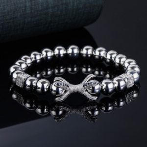 Eagle Claw Natural Stones Hematite Beaded Stretch Bracelet