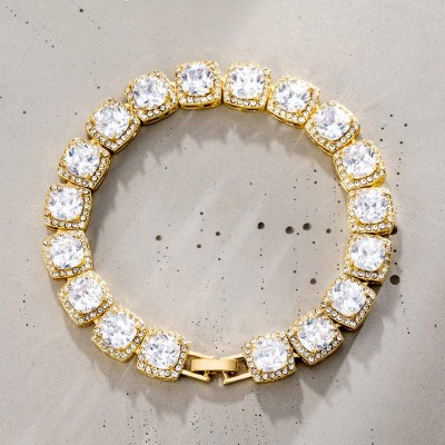 10mm Clustered Tennis Bracelet in Gold
