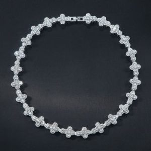 16mm 20'' Round Diamonds Cross Chain in White Gold
