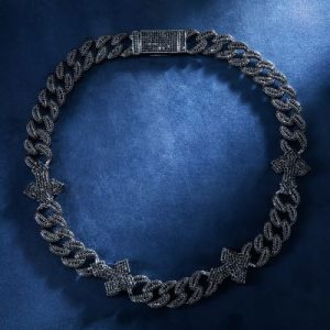 16mm 20'' Heavy Fully Iced Cuban Link Cross Chain in Black Gold