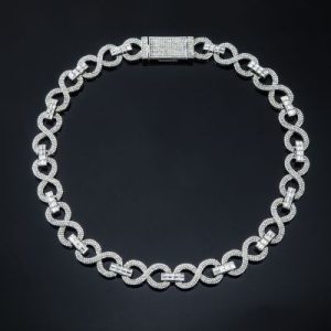 16mm 20'' Iced Infinity Link Chain in White Gold