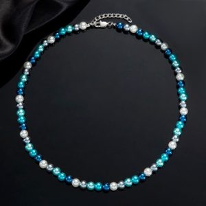 7mm Blue & White Alternate Pearl Necklace