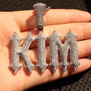 Custom Micro Paved Spiny Name Pendant