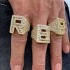Baguette Cut Alphabet Letters Ring in Gold