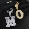 Iced A-Z Thorns Baguette Initial Letters Pendant