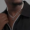 Pearl & Black Emerald Cut Stainless Steel Knot Chain