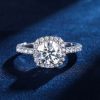 2Ct Round Cut Halo Moissanite Engagement Ring in S925 Sterling Silver