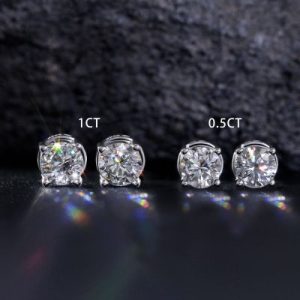 0.5Ct/1Ct Moissanite Round Cut Magnetic Non-Piercing Earrings in S925 Sterling Silver