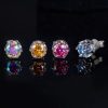 1Ct Crown Moissanite Brilliant Round Cut Stud Earrings in S925 Silver-Pink/Blue/Yellow/Multicolor