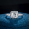 1ct Moissanite Princess Cut Halo Engagement Ring in S925 Sterling Silver