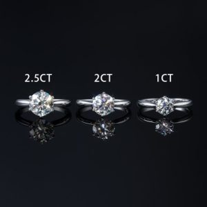 Round Cut Six Claw Moissanite Ring in S925 Sterling Silver