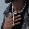 Rose Cuban Link Pearl Drop Necklace with a Cross
