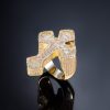 Full Iced Baguette Cut Cross Shaped Ring