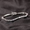 3mm Baguette Cut Stone Tennis Bracelet in White Gold