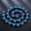 15mm 20'' Clustered Sapphire Heart Link Chain in Black Gold