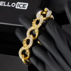 20mm 20'' Spiked Infinity Cuban Link Chain in Gold