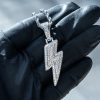 Iced Lightning Pendant in White Gold