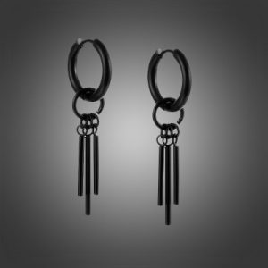 Three Stick Hoop Earrings in Black Gold