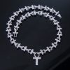 16mm Micro Pave Ankh Link Chain in White Gold