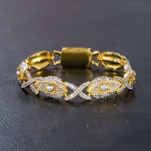 Iced Evil Eyes with Infinity Chain in Gold