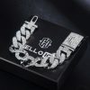 20mm 8'' Spiked Infinity Cuban Link Bracelet in White Gold