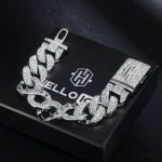 20mm 8'' Spiked Infinity Cuban Link Bracelet in White Gold