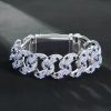 20mm 8'' Sapphire Spot Cuban Link Bracelet in White Gold