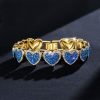 15mm 8'' Clustered Sapphire Heart Link Bracelet in Gold