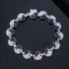 12mm 8'' Iced Yin Yang Link Bracelet in White Gold