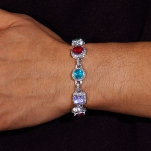 8.5mm Multi-color Diamonds Bracelet in White Gold