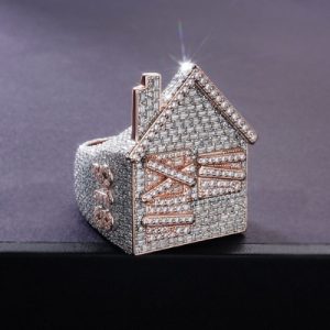 Made to Order Trap House Moissanite Custom S925 Silver Men's Ring