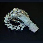 Made to Order 20mm Prong Moissanite S925 Silver Cuban Link Chain with Initial Letter Box Clasp