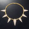 Pave Spiked Fight Tooth and Claw Collar Necklace in Gold