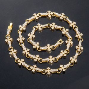 11mm 20'' Micro Pave Cross Link Chain in Gold