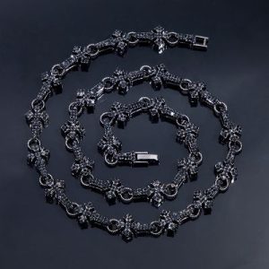 11mm 20'' Micro Pave Cross Link Chain in Black Gold